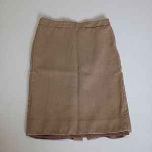 J. Crew Tan 100% Wool Polyester Lined Pencil Skirt Project With Flaws See Photos